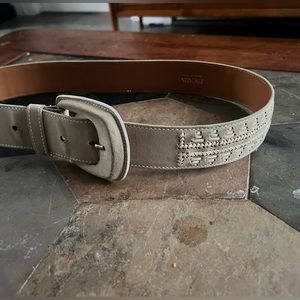 Beige Gray Escada belt embroidery 44 fits about sz 6-8